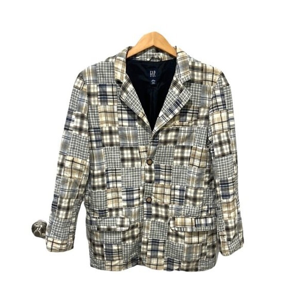 Gap kids patchwork preppy cotton blazer size Xl
